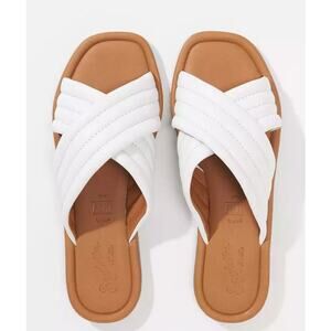 SEYCHELLES Word For Word Slide Sandal in White Leather // 6